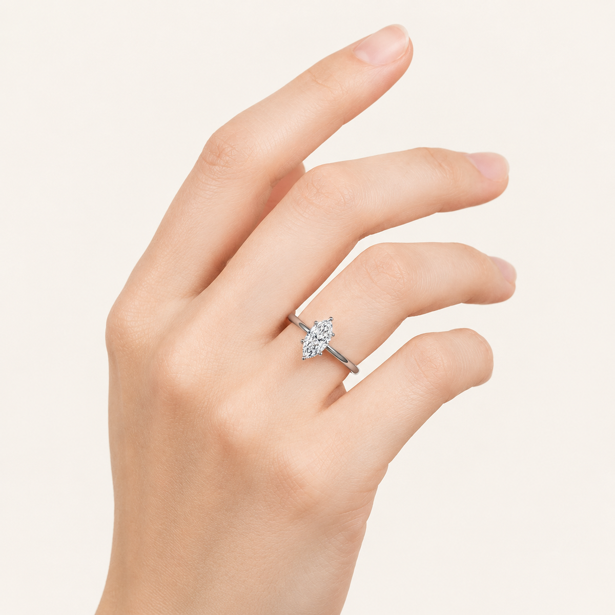 0.50CT Marquise Cut Lab Grown Diamond Solitaire Ring