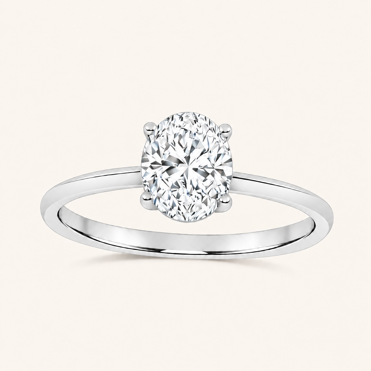 0.50CT Oval Cut Lab Grown Diamond Solitaire Ring