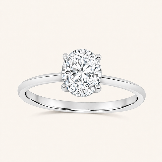0.50CT Oval Cut Lab Grown Diamond Solitaire Ring