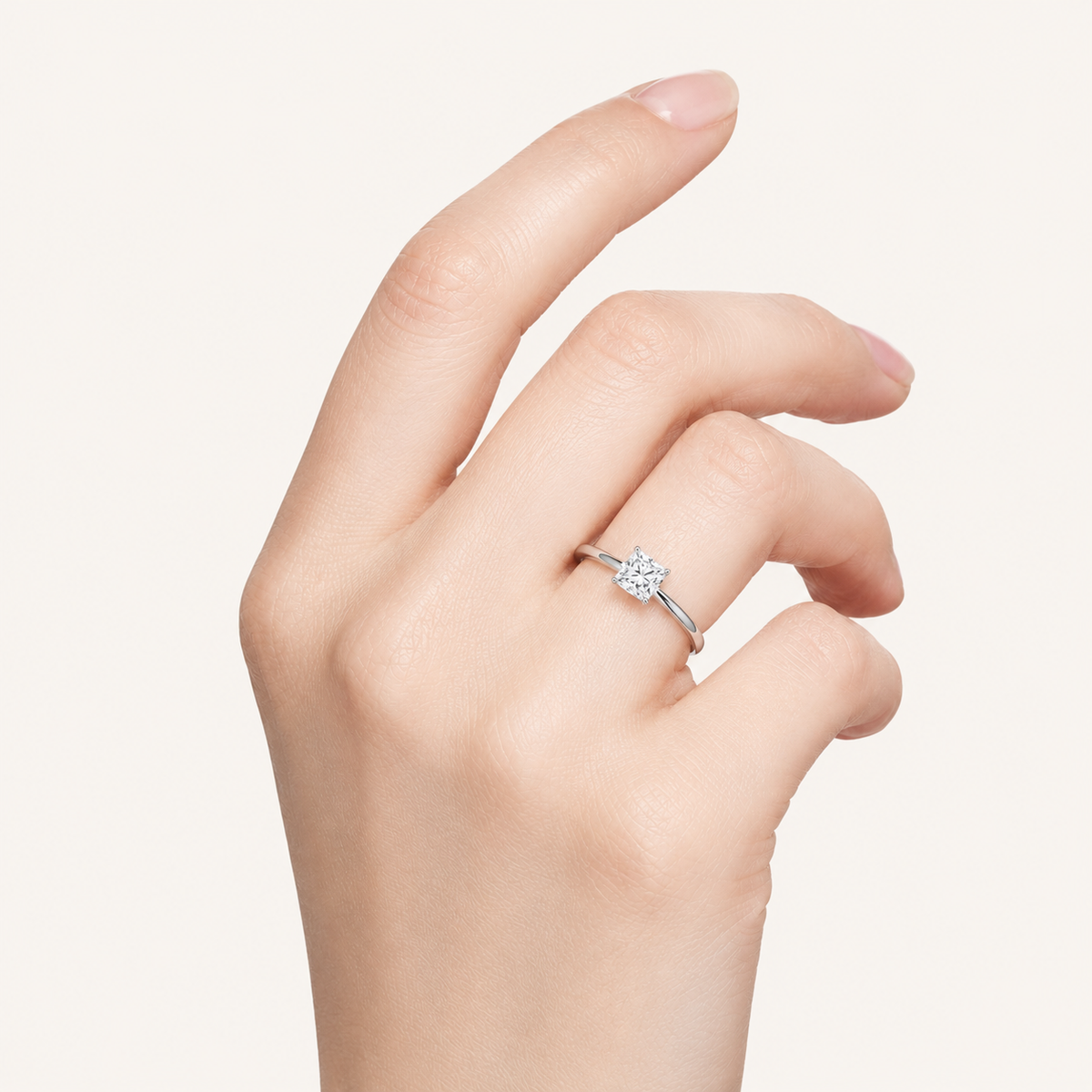 0.50CT Square Cut Lab Grown Diamond Solitaire Ring