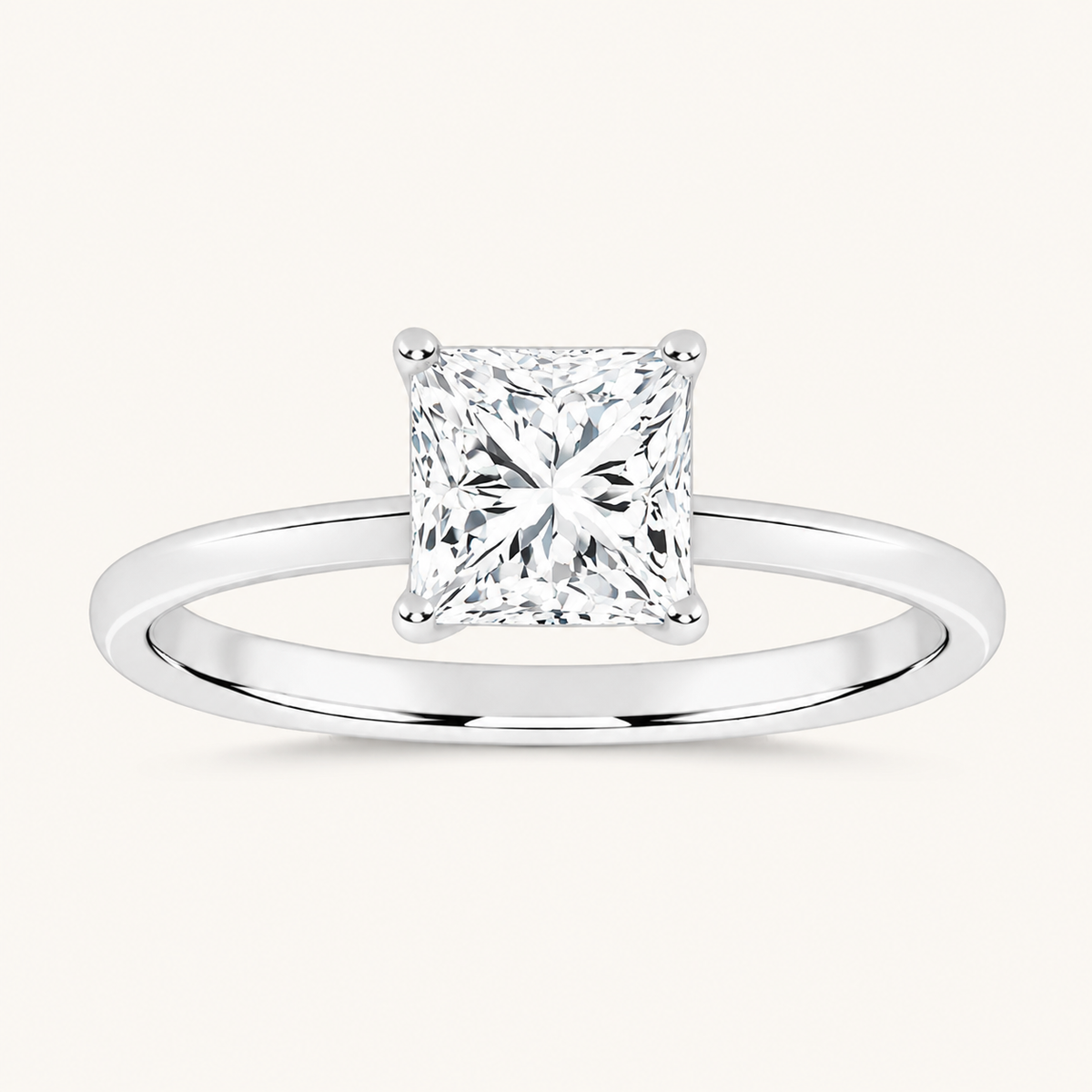 0.50CT Square Cut Lab Grown Diamond Solitaire Ring