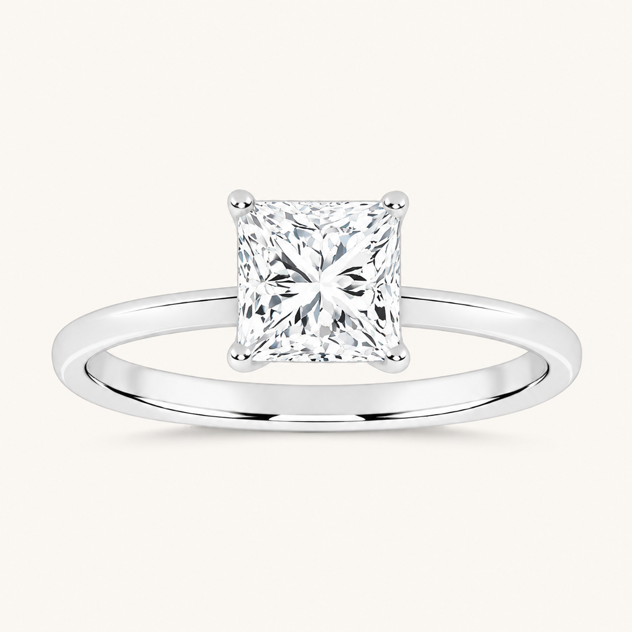0.50CT Square Cut Lab Grown Diamond Solitaire Ring