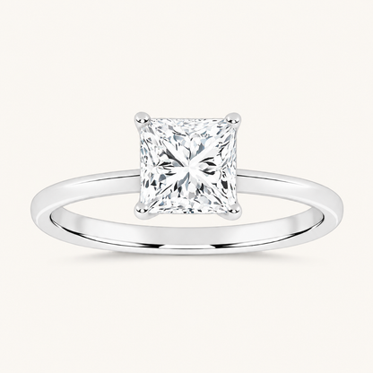 0.50CT Square Cut Lab Grown Diamond Solitaire Ring