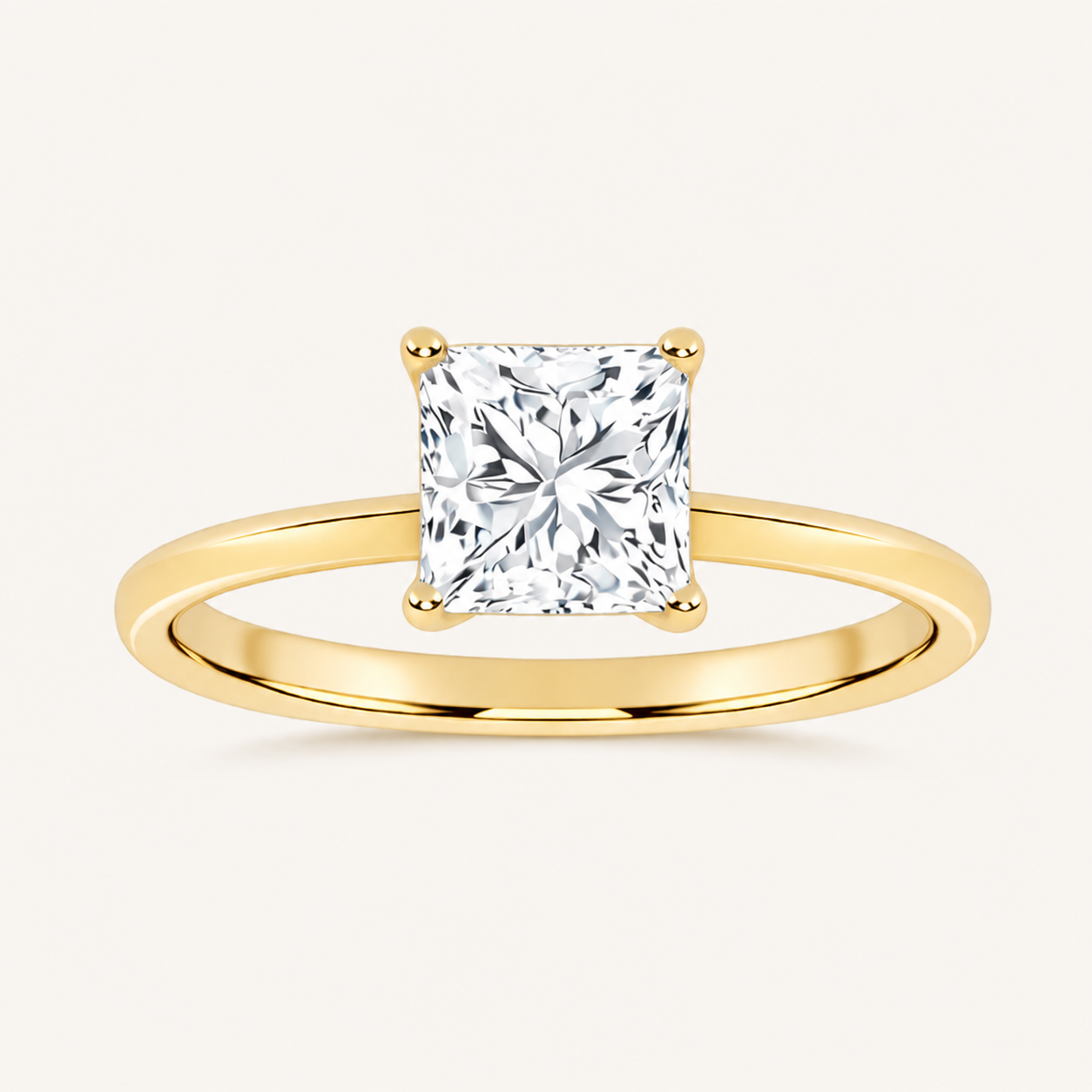 0.50CT Square Cut Lab Grown Diamond Solitaire Ring
