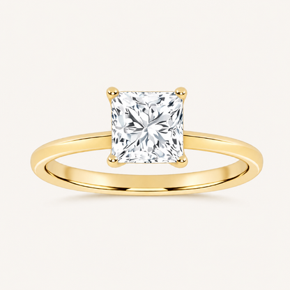 0.50CT Square Cut Lab Grown Diamond Solitaire Ring