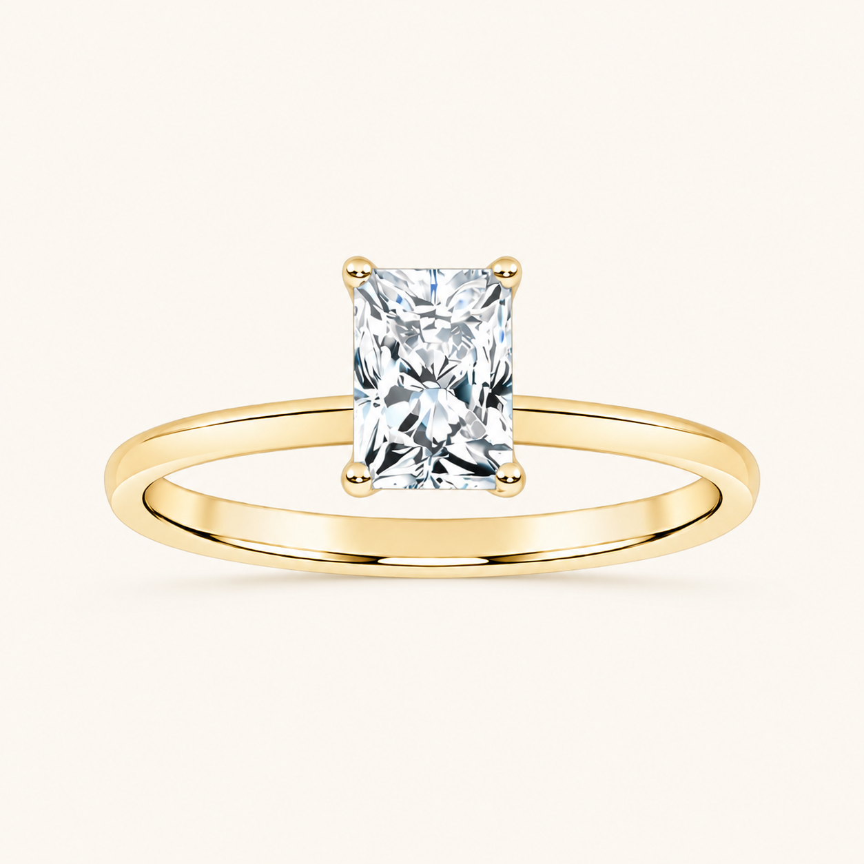 0.50CT Radiant Cut Lab Grown Diamond Solitaire Ring