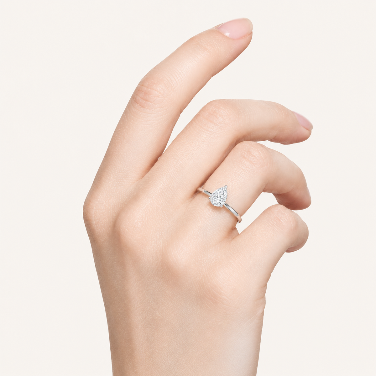 0.50CT Pear Cut Lab Grown Diamond Solitaire Ring
