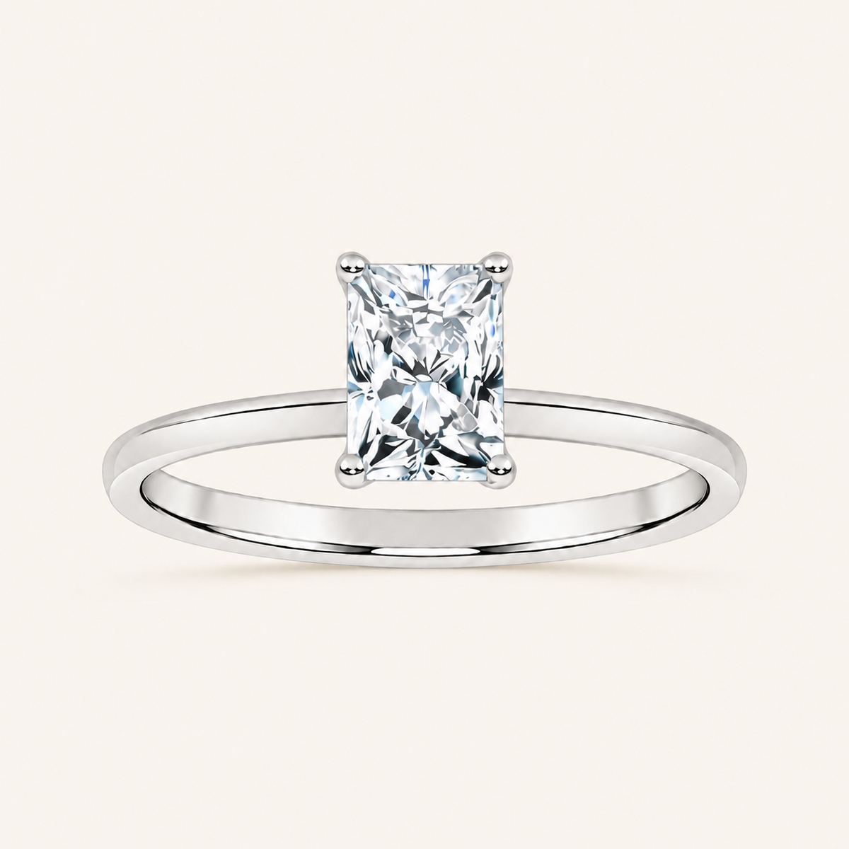 0.50CT Radiant Cut Lab Grown Diamond Solitaire Ring