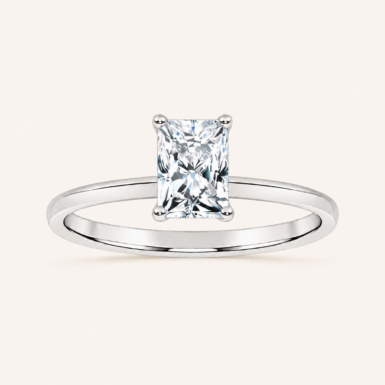 0.50CT Radiant Cut Lab Grown Diamond Solitaire Ring