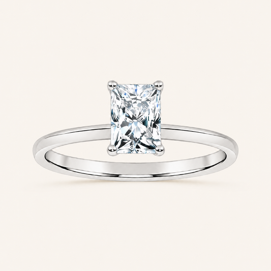 0.50CT Radiant Cut Lab Grown Diamond Solitaire Ring