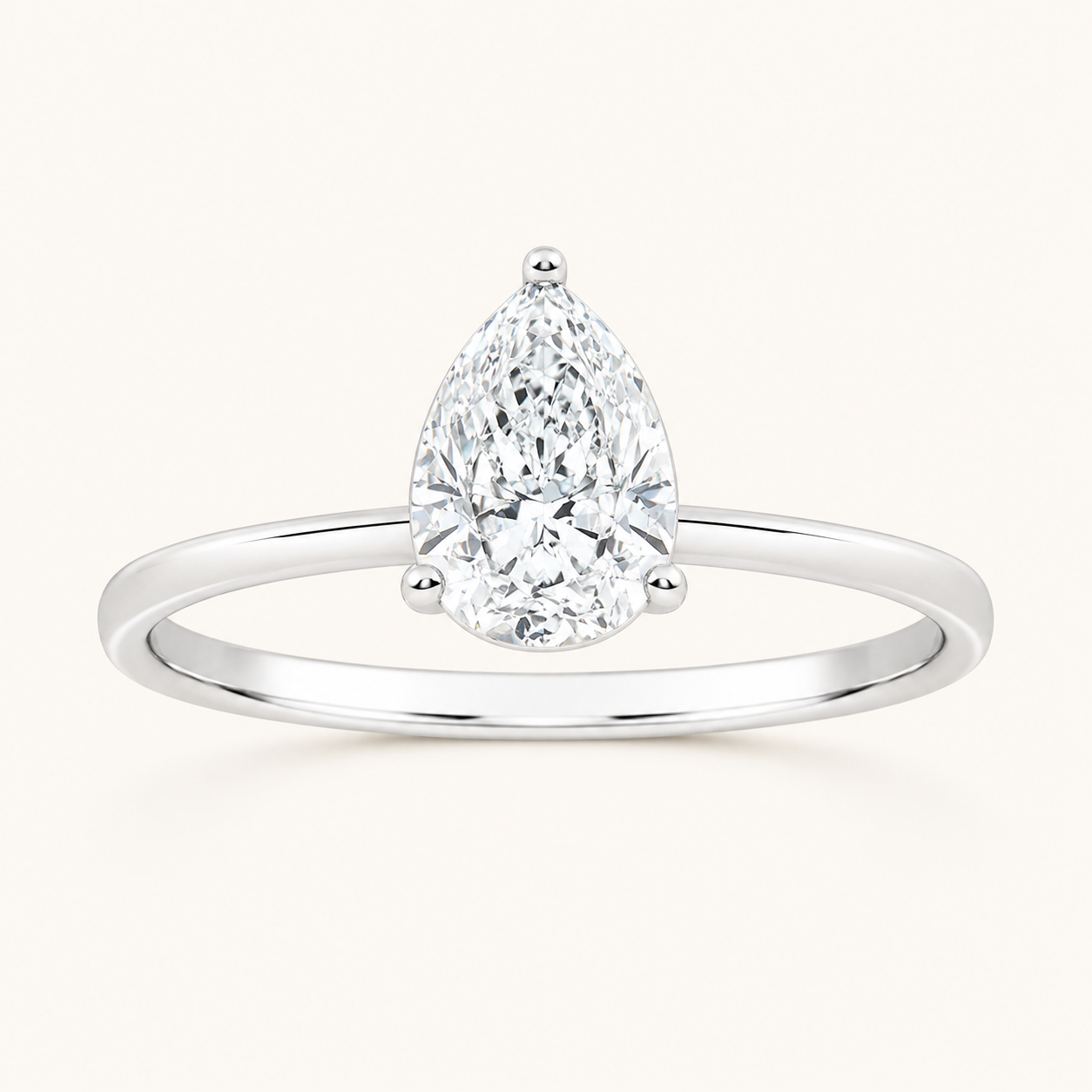 0.50CT Pear Cut Lab Grown Diamond Solitaire Ring