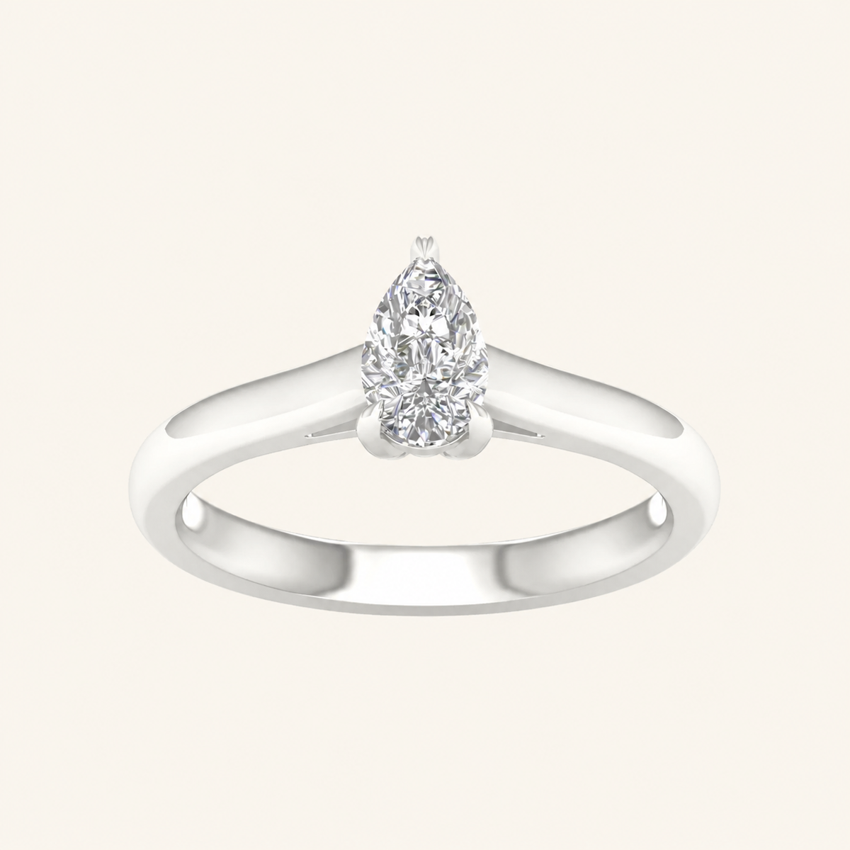 0.50CT Pear Cut Lab Grown Diamond Solitaire Ring