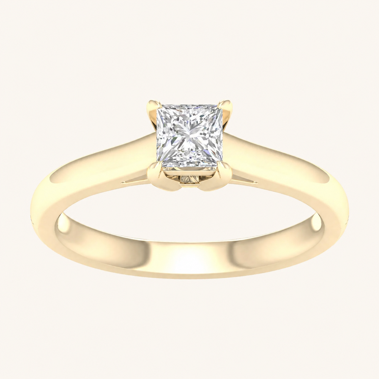 0.50CT Princess Cut Lab Grown Diamond Solitaire Ring