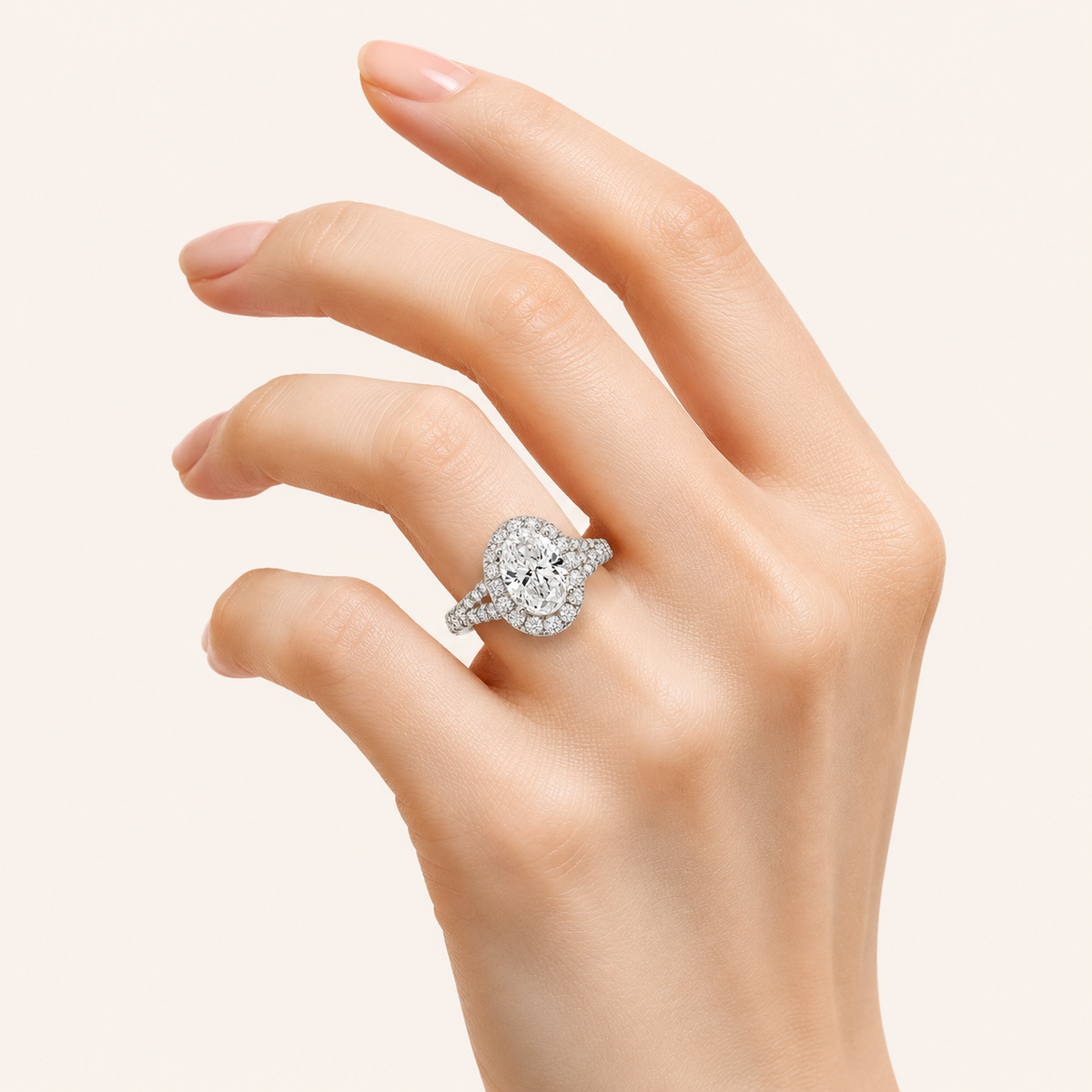 2.5CT Oval Cut Lab Grown Diamond Engagement Ring
