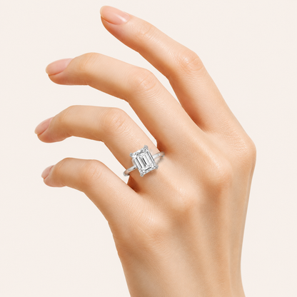 2.5CT Emerald Cut Lab Grown Diamond Knife Edge Shank Solitaire Engagement Ring