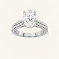2CT Oval Cut Lab Grown Diamond Two Row Two Tone Fancy Accented Engagement Ring