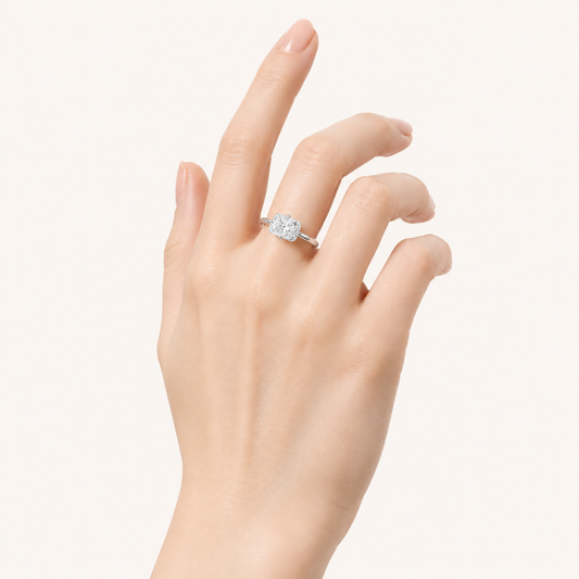 1.5CT Elongated Cushion Cut Lab Grown Diamond East West Solitaire Ring