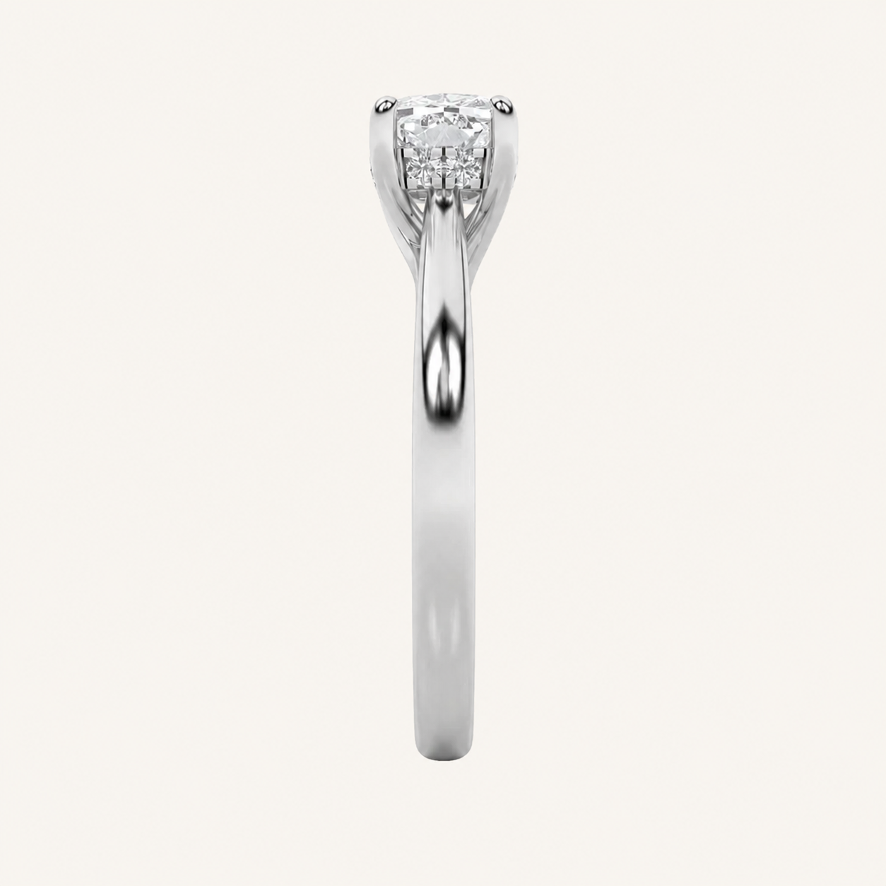 1.5CT Elongated Cushion Cut Lab Grown Diamond East West Solitaire Ring