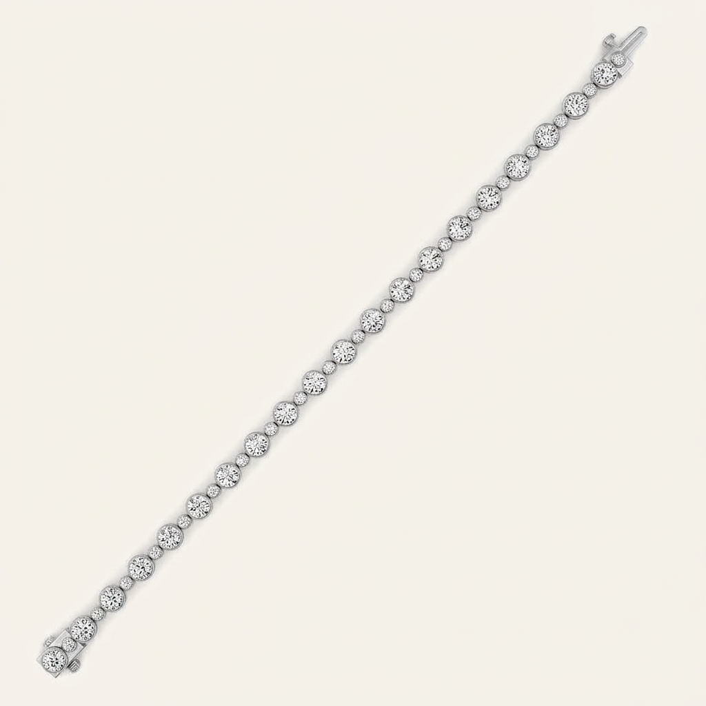 9CT Round Cut Lab Grown Diamond Bezel Set Bracelet