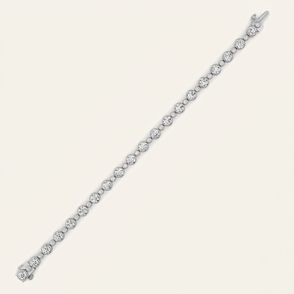 9CT Round Cut Lab Grown Diamond Bezel Set Bracelet