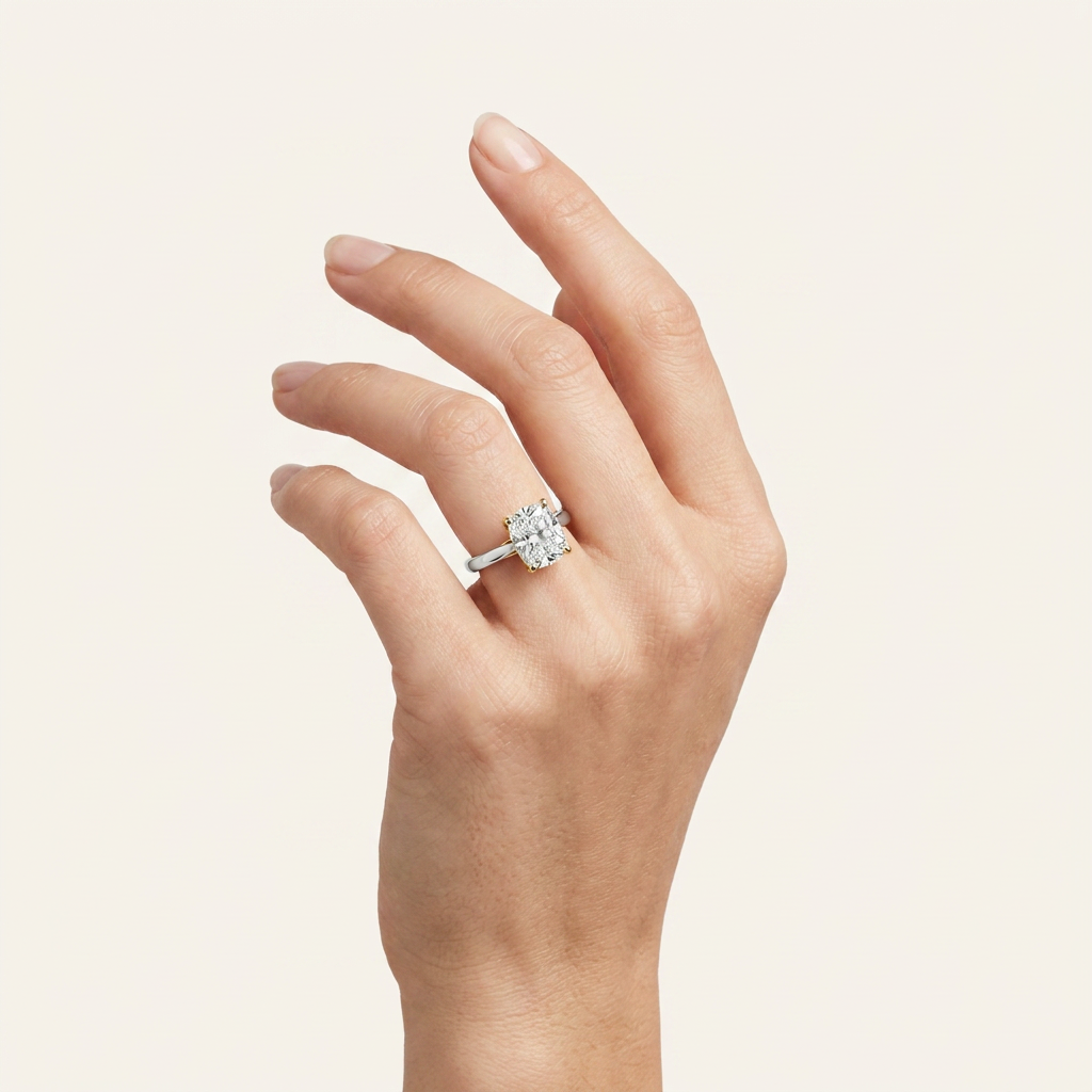 3CT Elongated Cushion Cut Lab Grown Diamond Engagement Ring