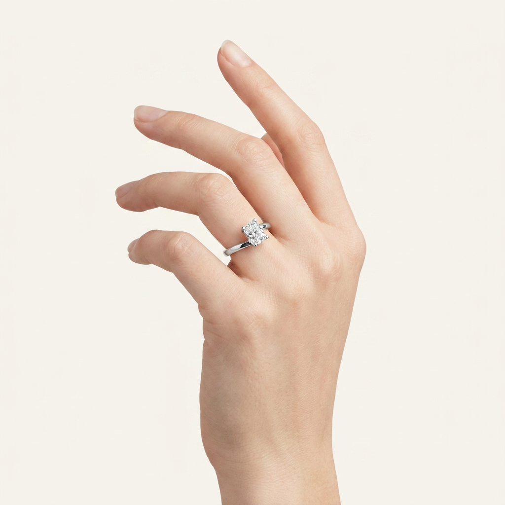 1CT Elongated Cushion Cut Lab Grown Diamond Engagement Ring