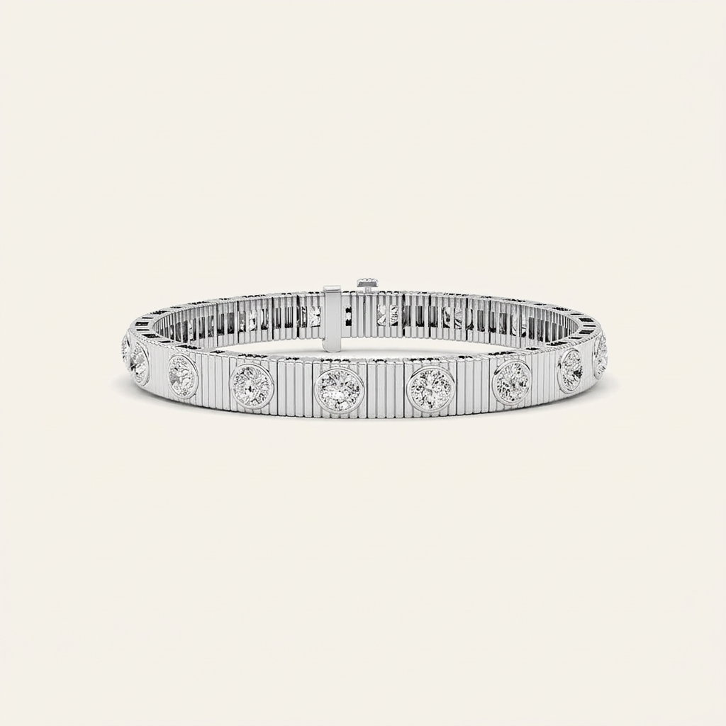 7CT Round Cut Lab Grown Diamond Bangle Bracelet