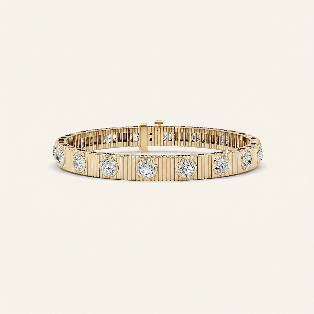 7CT Round Cut Lab Grown Diamond Bangle Bracelet