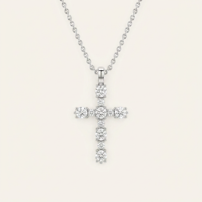 2 Ct Oval Cut Lab Grown Diamond Cross Pendant