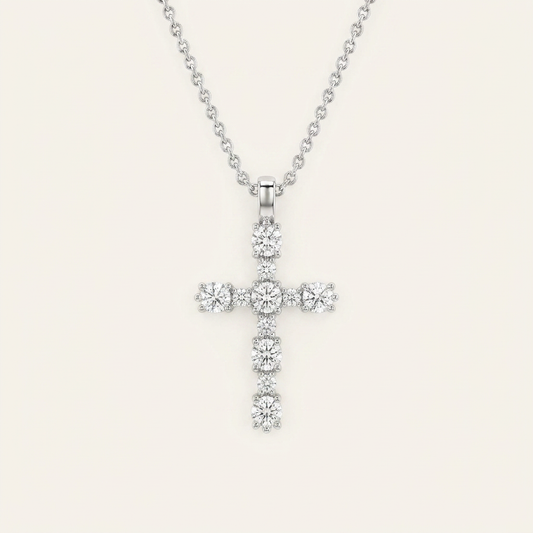 2 Ct Oval Cut Lab Grown Diamond Cross Pendant