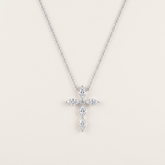 2 Ct Marquise Cut Lab Grown Diamond Cross Pendant