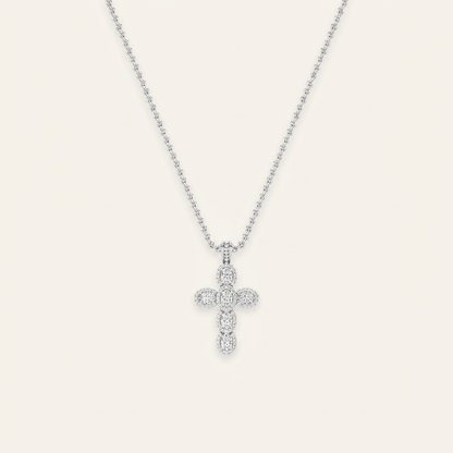 3 Ct Oval Cut Lab Grown Diamond Cross Pendant