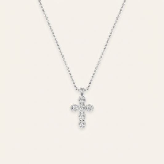3 Ct Oval Cut Lab Grown Diamond Cross Pendant