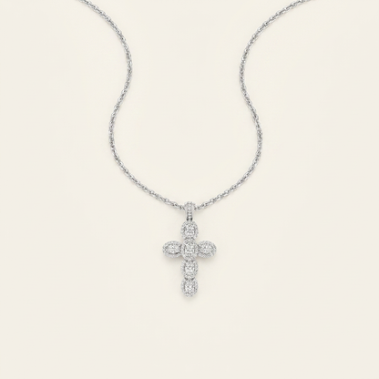 3 Ct Oval Cut Lab Grown Diamond Cross Pendant