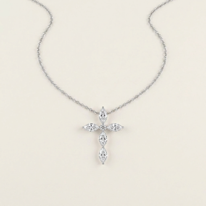 2 Ct Marquise Cut Lab Grown Diamond Cross Pendant