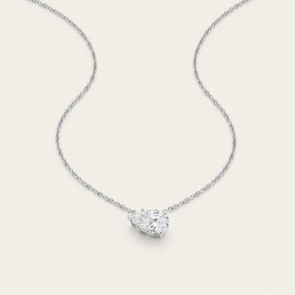 1 Ct Pear Cut Lab Grown Diamond East West Solitaire Necklace