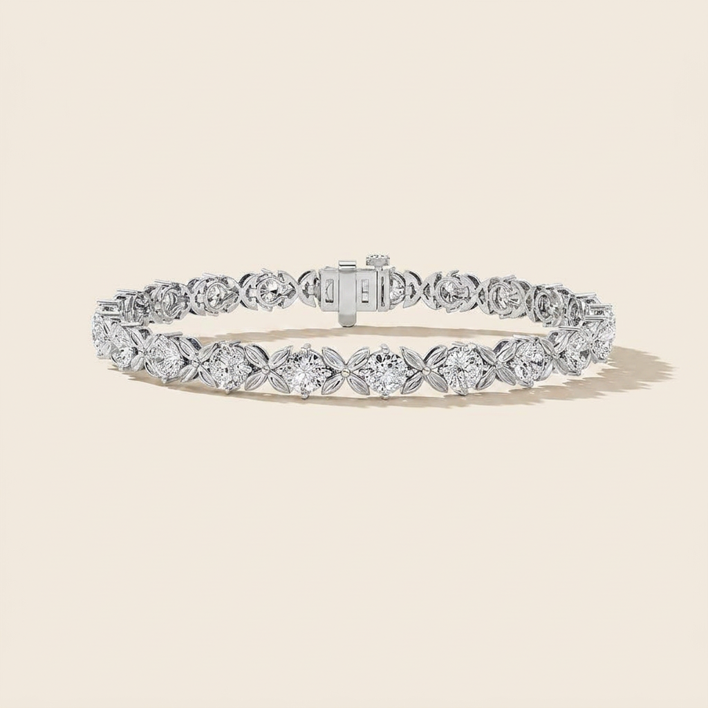 7CT Round Cut Lab Grown Diamond Bracelet