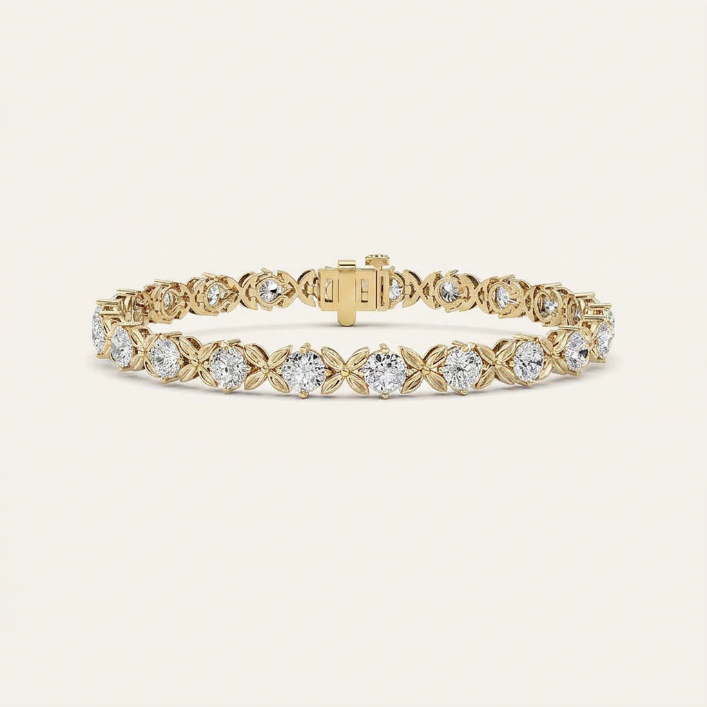7CT Round Cut Lab Grown Diamond Bracelet
