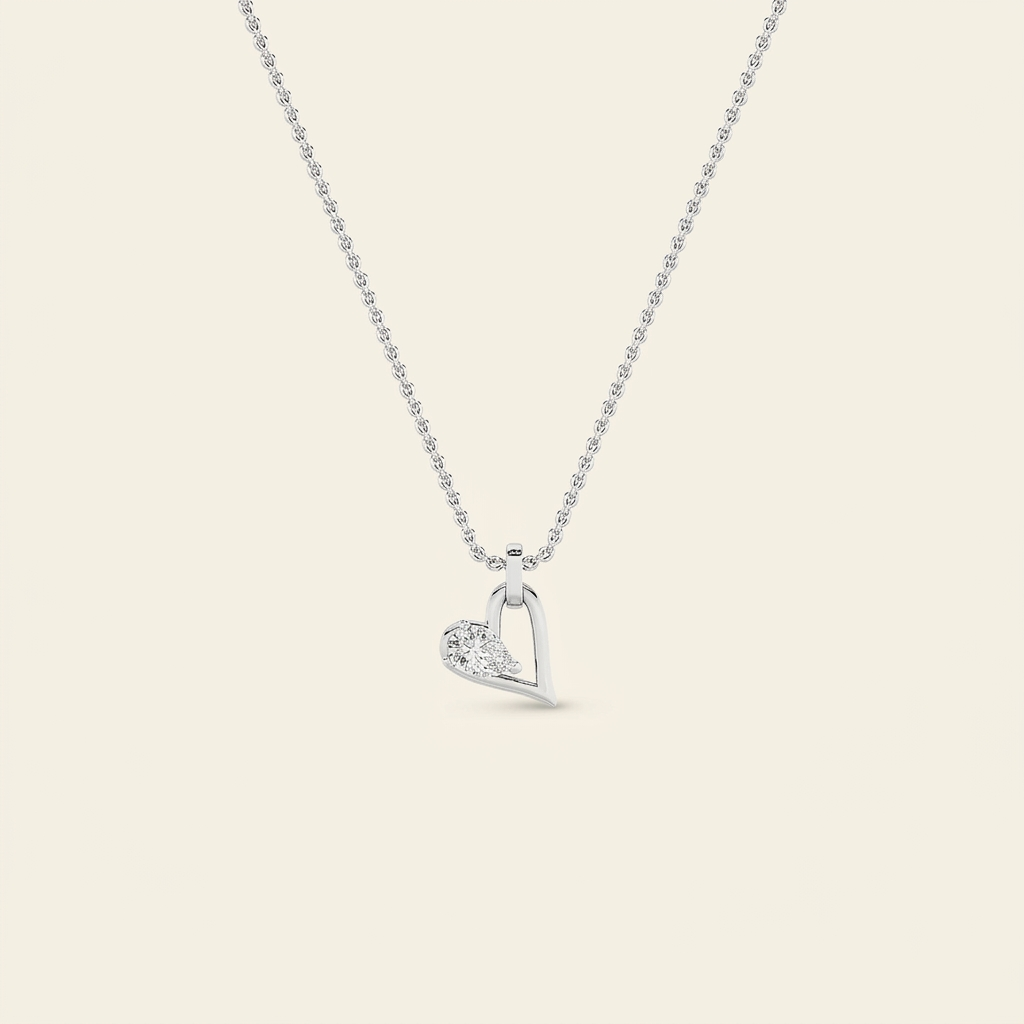 1 Ct Pear Cut Lab Grown Diamond Heart Shaped Dangle Pendant