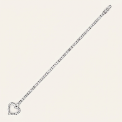 5CT Round Cut Lab Grown Diamond Heart Bracelet