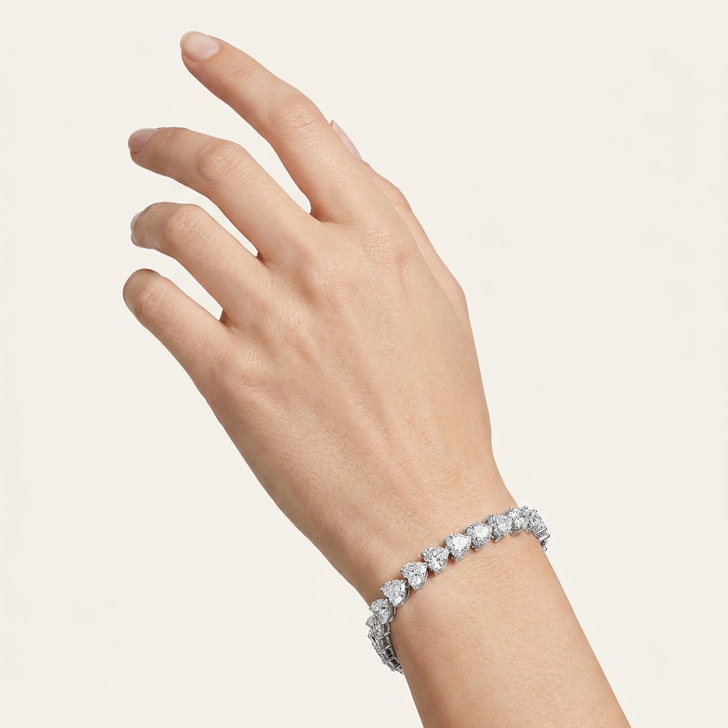 18CT Heart Cut Lab Grown Diamond Tennis Bracelet