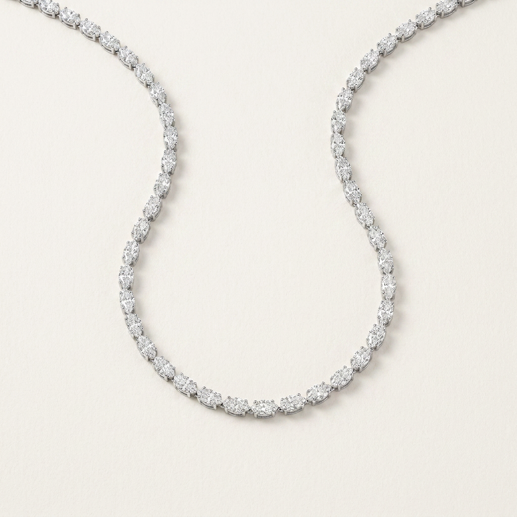 25CT Oval Cut Lab Grown Diamond Tennis Necklace