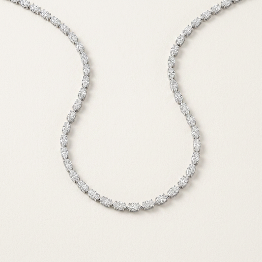 25CT Oval Cut Lab Grown Diamond Tennis Necklace