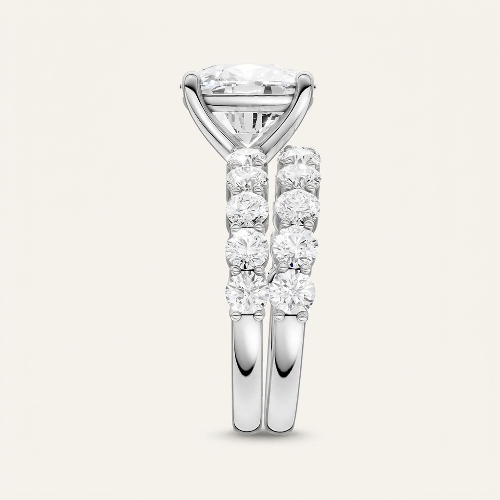 6.00CT Cushion Cut Lab Grown Diamond Bridal Set