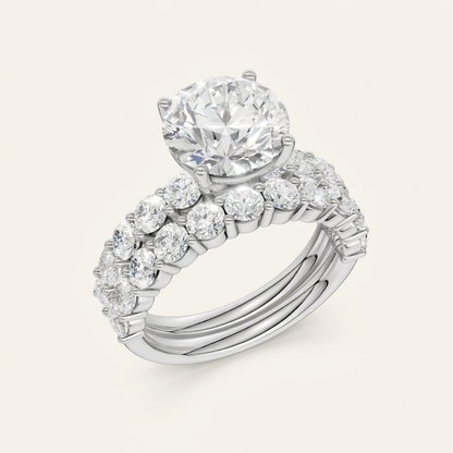 6.00CT Round Cut Lab Grown Diamond Bridal Set