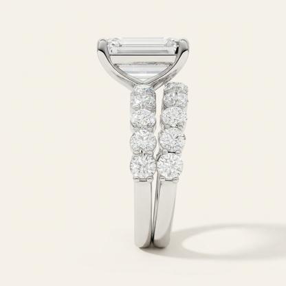 6.00CT Emerald Cut Lab Grown Diamond Bridal Set
