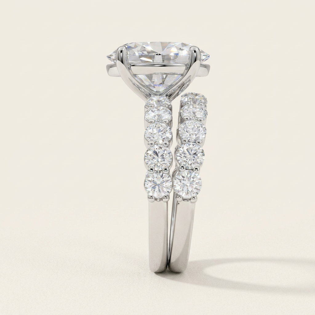 6.00CT Oval Cut Lab Grown Diamond Bridal Set