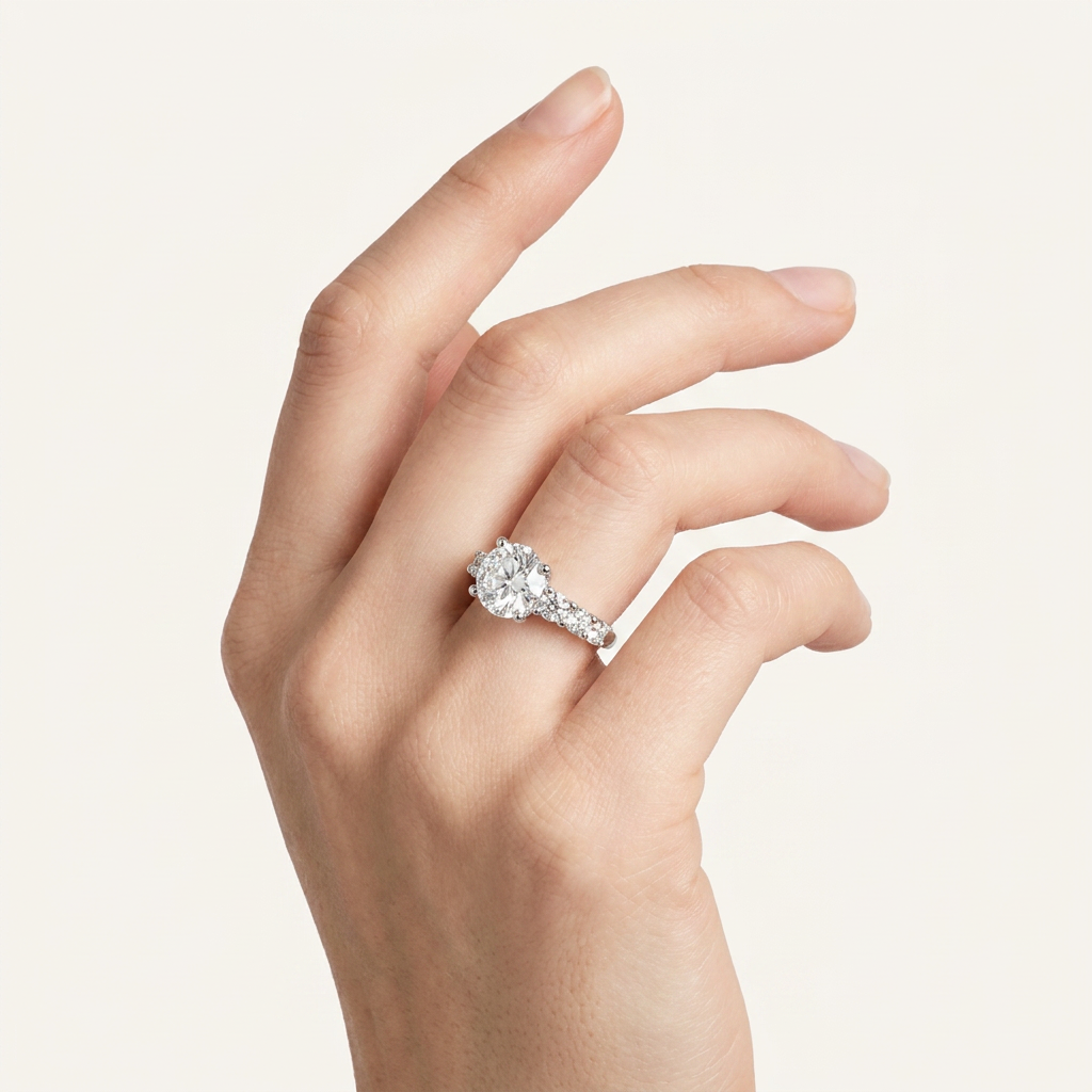 6CT Round Cut Certified Lab Grown Diamond Cluster Ring