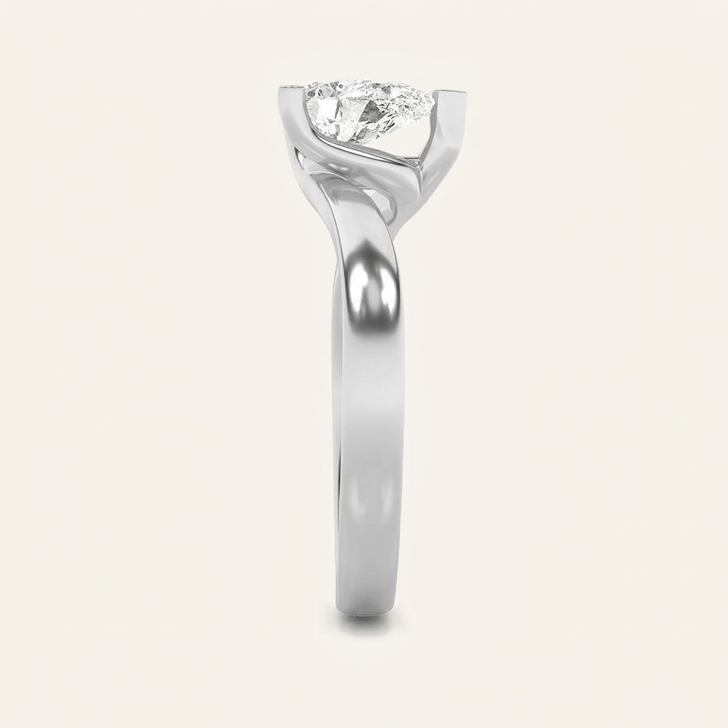 2CT Pear Cut Lab Grown Diamond Solitaire Ring