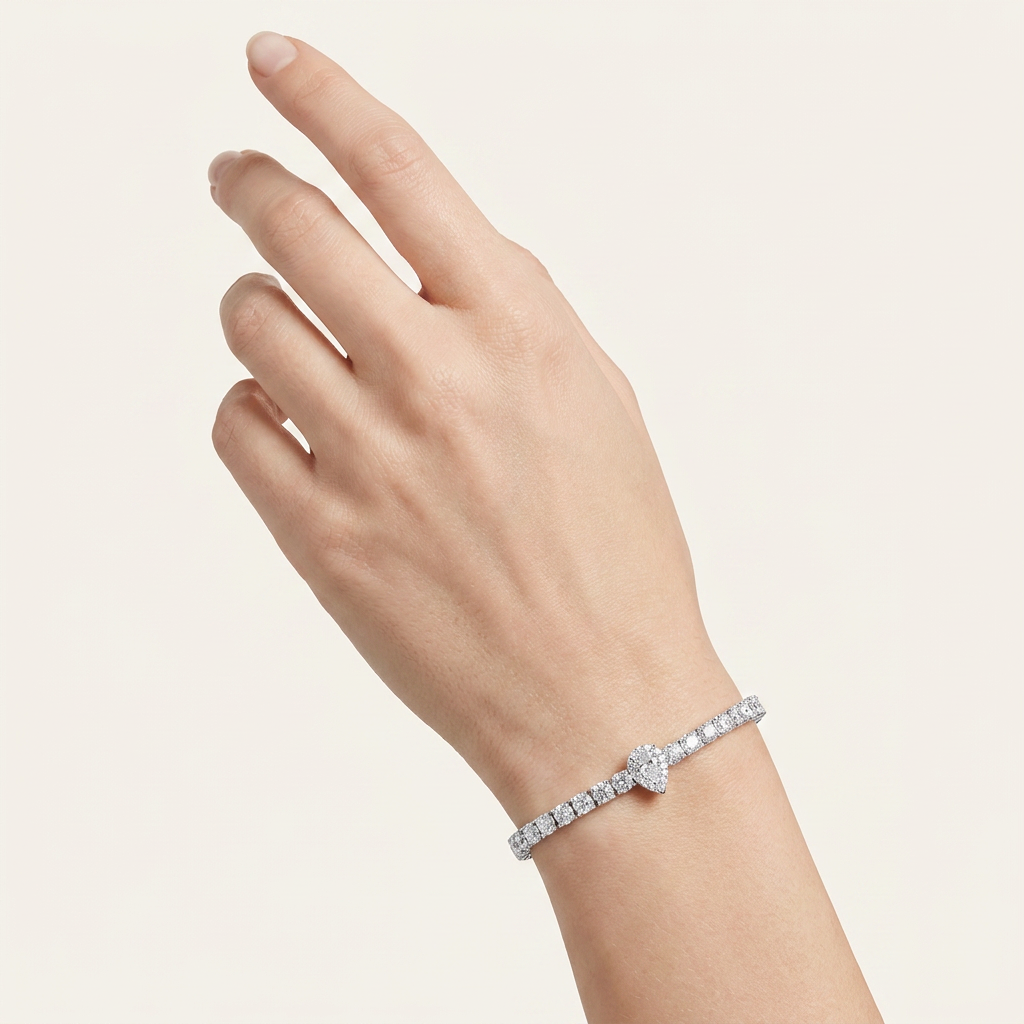 10CT Pear Cut Lab Grown Diamond East West Station Tennis Bracelet
